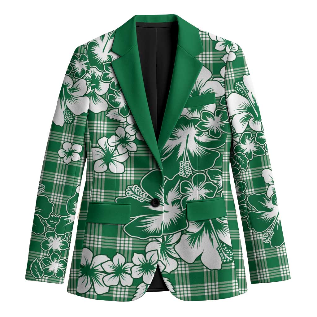 Hibiscus Pakala Emerald Green Blazer Tropical Floral Stylized - Polynesian Pride