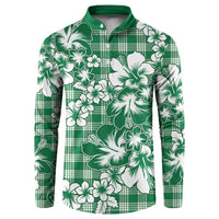 Hibiscus Pakala Emerald Green Button Sweatshirt Tropical Floral Stylized - Polynesian Pride