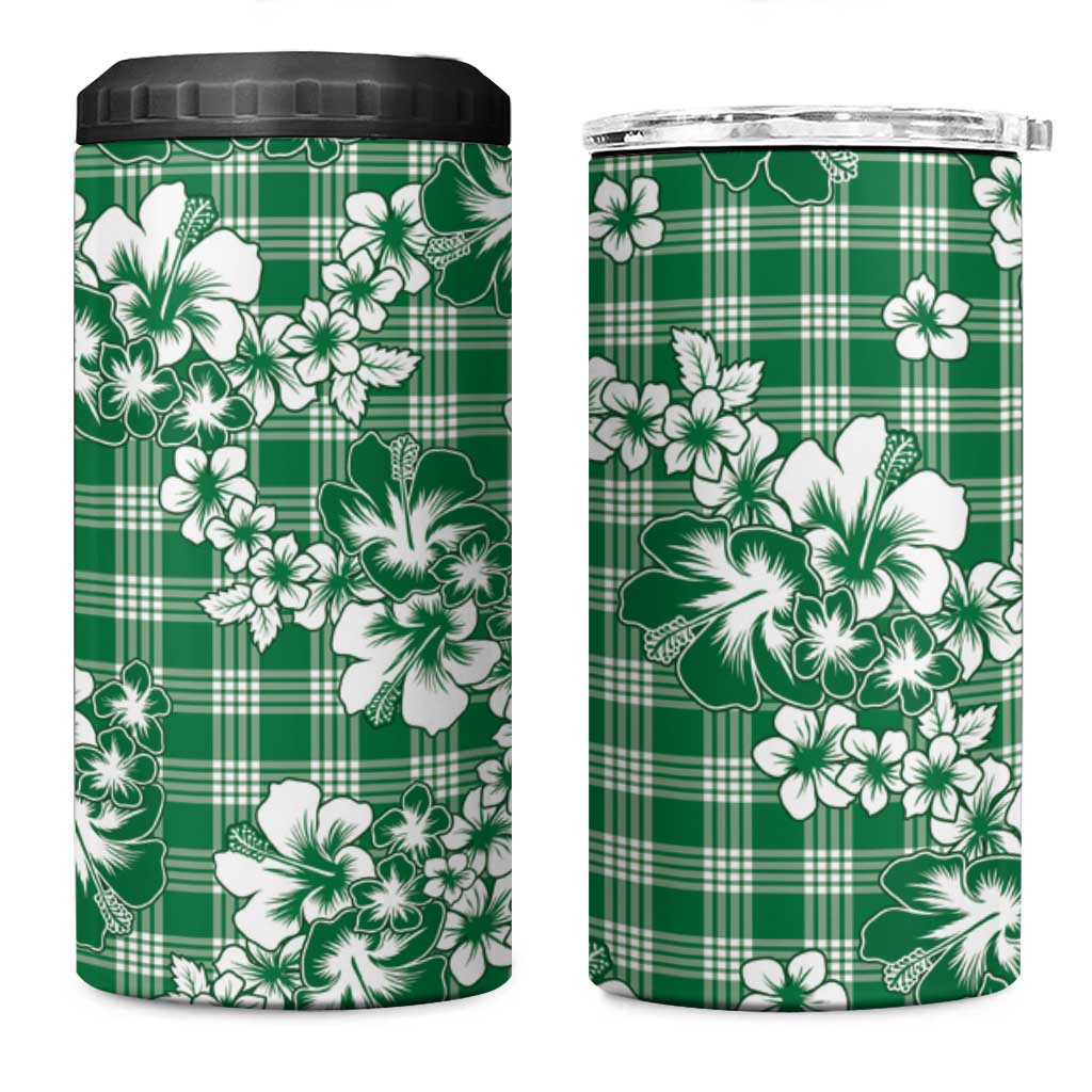 Hibiscus Pakala Emerald Green 4 in 1 Can Cooler Tumbler Tropical Floral Stylized - Polynesian Pride