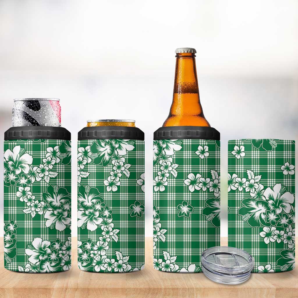 Hibiscus Pakala Emerald Green 4 in 1 Can Cooler Tumbler Tropical Floral Stylized - Polynesian Pride