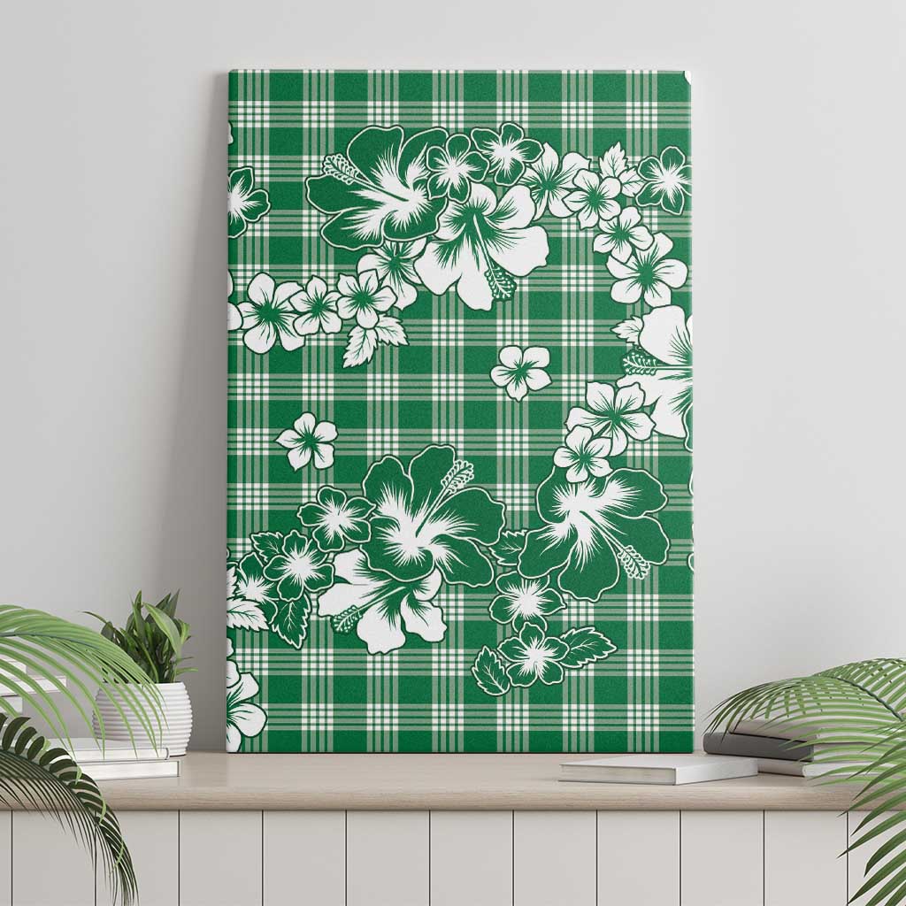 Hibiscus Pakala Emerald Green Canvas Wall Art Tropical Floral Stylized LT01 - Polynesian Pride