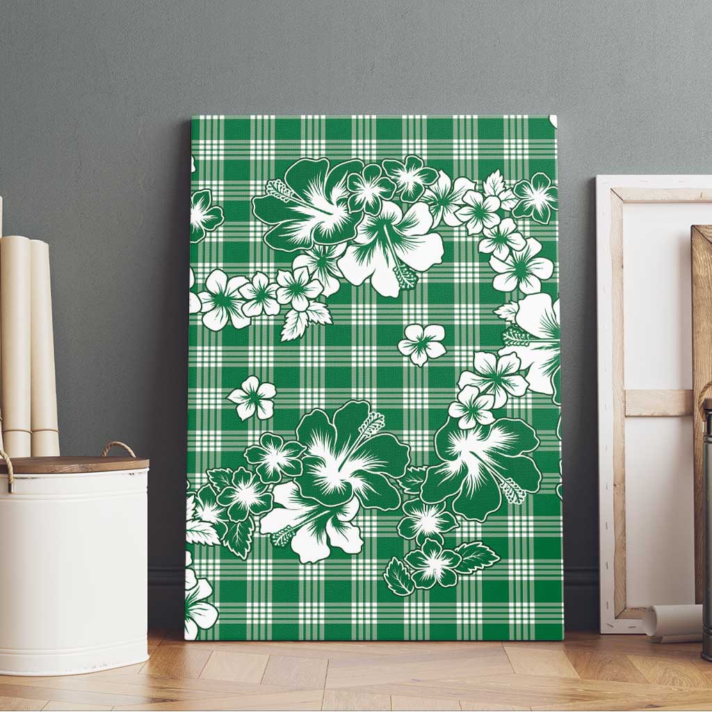 Hibiscus Pakala Emerald Green Canvas Wall Art Tropical Floral Stylized LT01 - Polynesian Pride