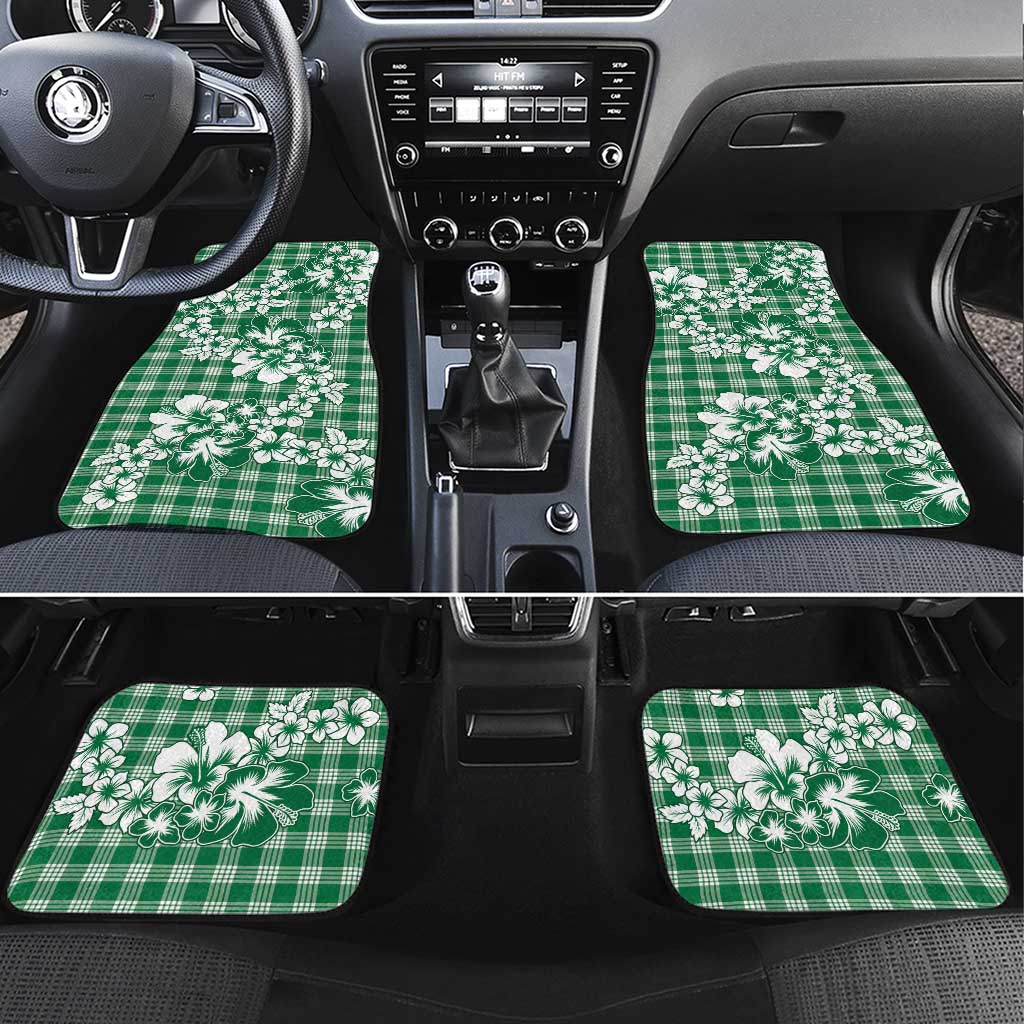 Hibiscus Pakala Emerald Green Car Mats Tropical Floral Stylized - Polynesian Pride