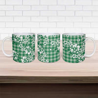 Hibiscus Pakala Emerald Green Ceramic Mug Tropical Floral Stylized - Polynesian Pride