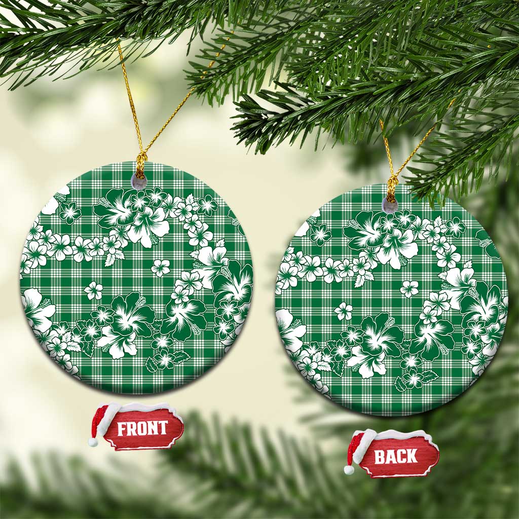 Hibiscus Pakala Emerald Green Ceramic Ornament Tropical Floral Stylized - Polynesian Pride