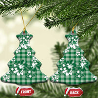 Hibiscus Pakala Emerald Green Ceramic Ornament Tropical Floral Stylized - Polynesian Pride