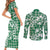 Hibiscus Pakala Emerald Green Couples Matching Short Sleeve Bodycon Dress and Long Sleeve Button Shirt Tropical Floral Stylized - Polynesian Pride