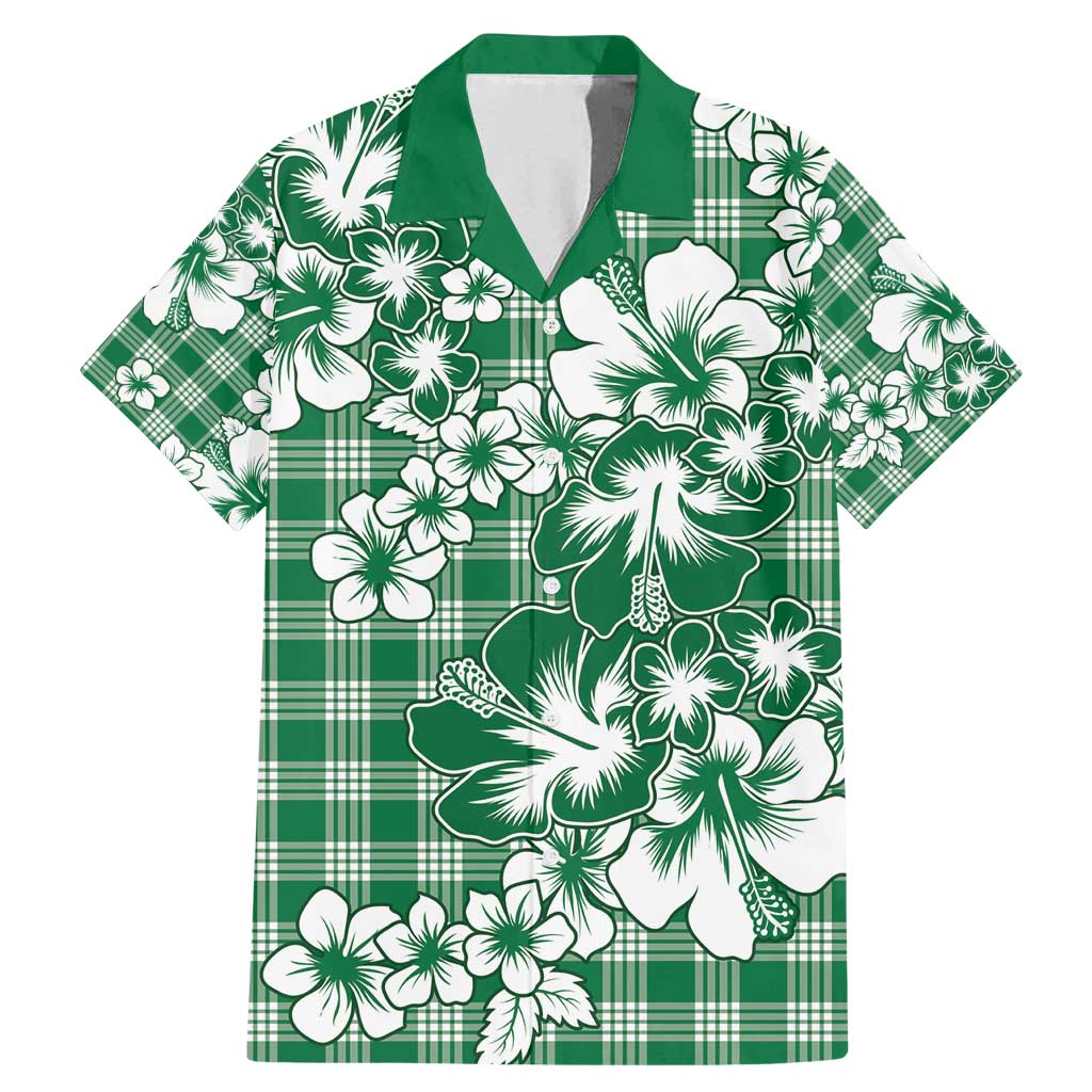 Hibiscus Pakala Emerald Green Family Matching Mermaid Dress and Hawaiian Shirt Tropical Floral Stylized - Polynesian Pride