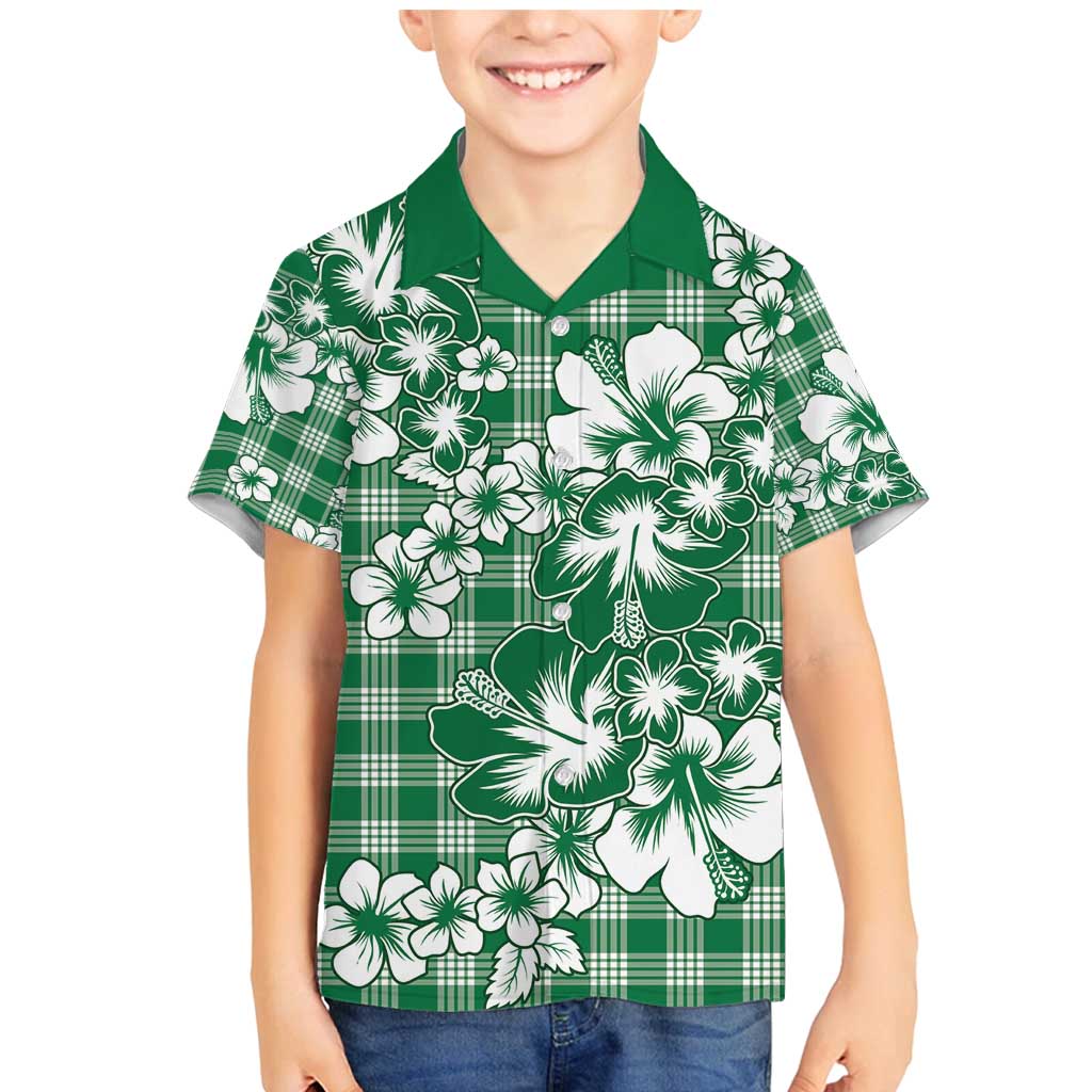 Hibiscus Pakala Emerald Green Family Matching Mermaid Dress and Hawaiian Shirt Tropical Floral Stylized - Polynesian Pride