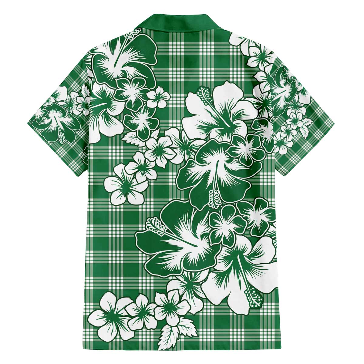 Hibiscus Pakala Emerald Green Family Matching Off The Shoulder Long Sleeve Dress and Hawaiian Shirt Tropical Floral Stylized - Polynesian Pride