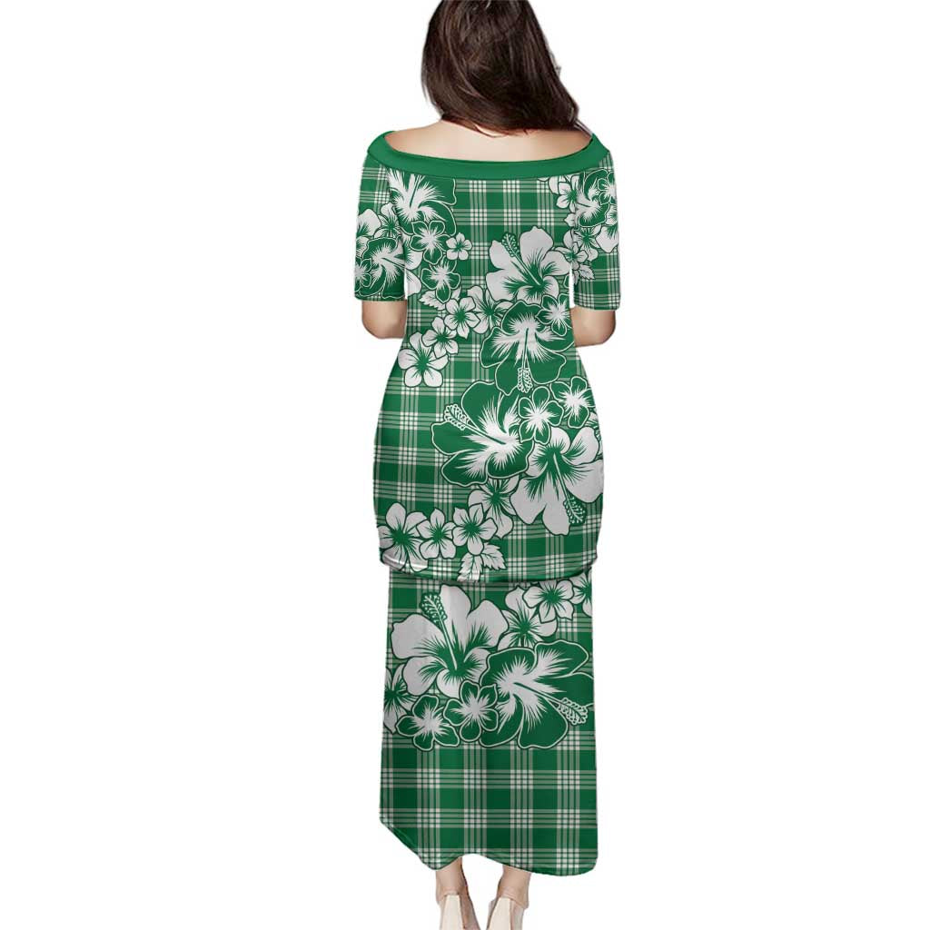 Hibiscus Pakala Emerald Green Family Matching Puletasi and Hawaiian Shirt Tropical Floral Stylized - Polynesian Pride