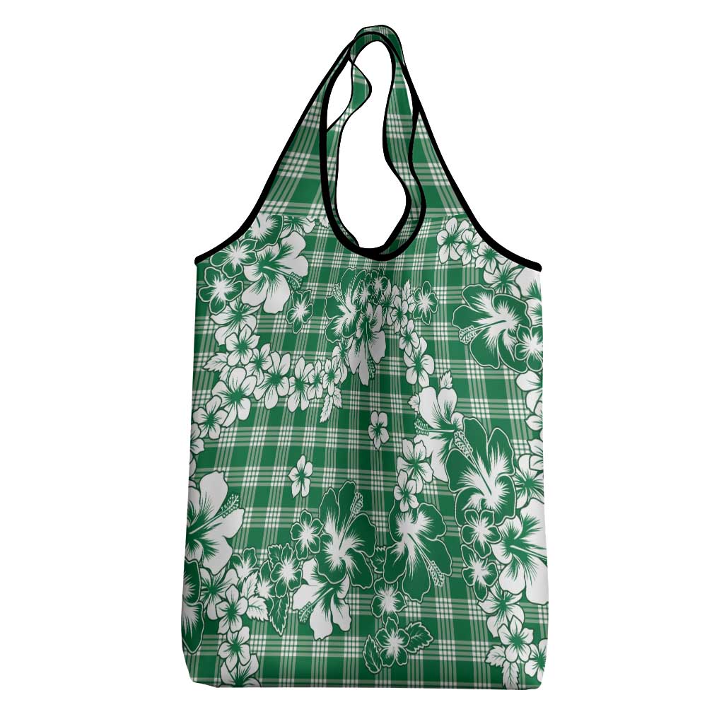 Hibiscus Pakala Emerald Green Grocery Bag Tropical Floral Stylized - Polynesian Pride