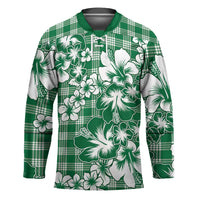 Hibiscus Pakala Emerald Green Hockey Jersey Tropical Floral Stylized - Polynesian Pride