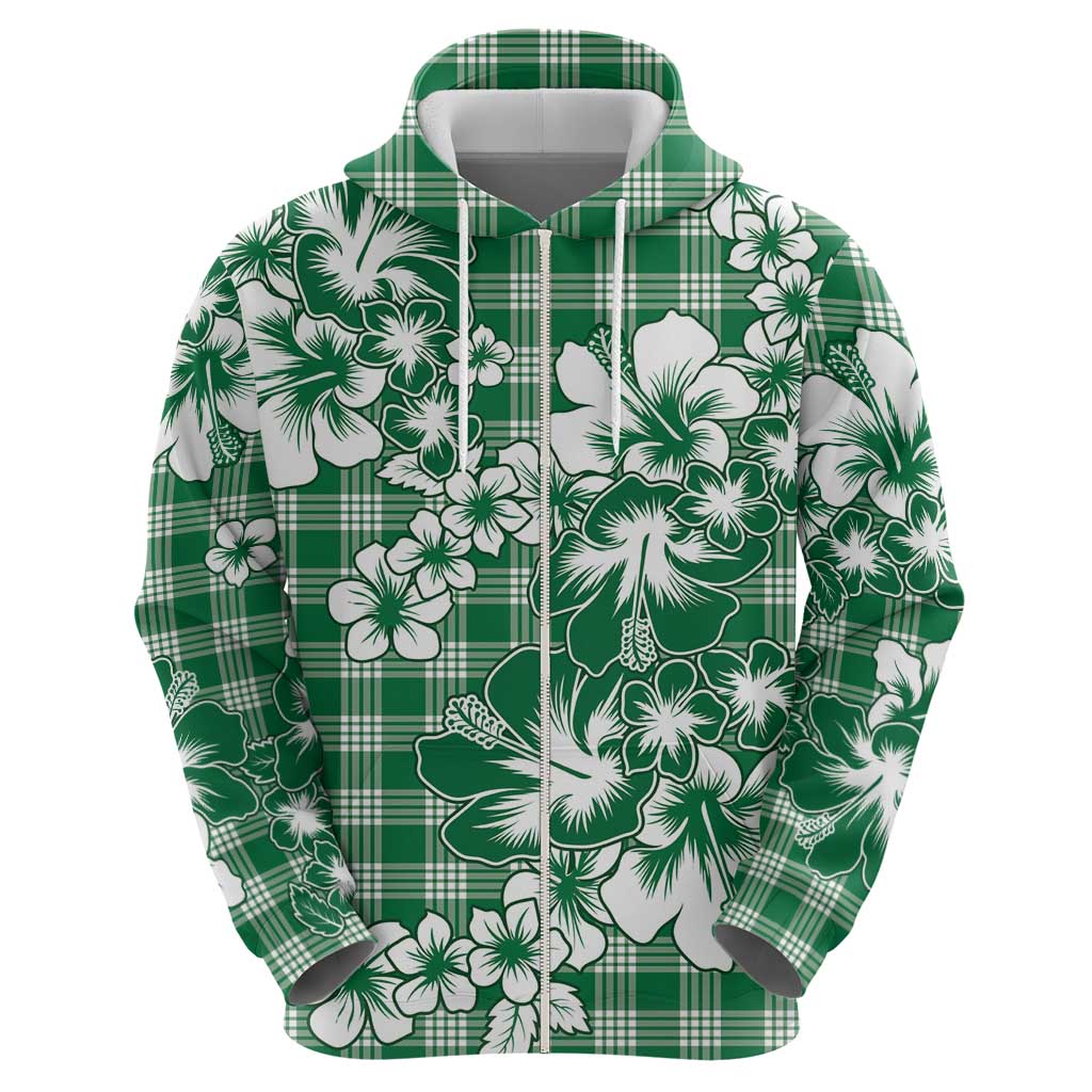 Hibiscus Pakala Emerald Green Hoodie Tropical Floral Stylized - Polynesian Pride
