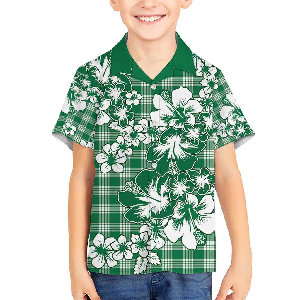 Hibiscus Pakala Emerald Green Kid Hawaiian Shirt Tropical Floral Stylized - Polynesian Pride