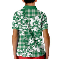 Hibiscus Pakala Emerald Green Kid Polo Shirt Tropical Floral Stylized - Polynesian Pride