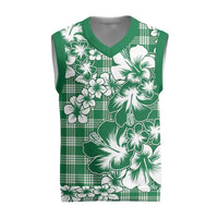 Hibiscus Pakala Emerald Green Christmas Knitted V-Neck Vest Tropical Floral Stylized - Polynesian Pride