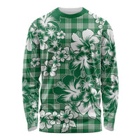 Hibiscus Pakala Emerald Green Long Sleeve Shirt Tropical Floral Stylized - Polynesian Pride