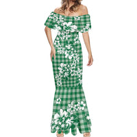 Hibiscus Pakala Emerald Green Mermaid Dress Tropical Floral Stylized - Polynesian Pride