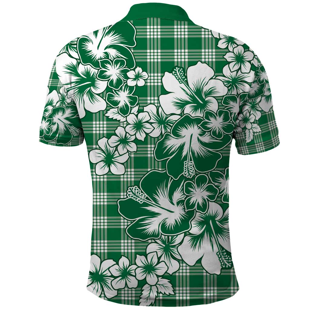 Hibiscus Pakala Emerald Green Polo Shirt Tropical Floral Stylized - Polynesian Pride