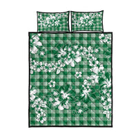 Hibiscus Pakala Emerald Green Quilt Bed Set Tropical Floral Stylized - Polynesian Pride