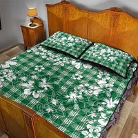 Hibiscus Pakala Emerald Green Quilt Bed Set Tropical Floral Stylized - Polynesian Pride