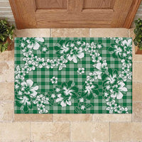 Hibiscus Pakala Emerald Green Rubber Doormat Tropical Floral Stylized - Polynesian Pride