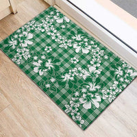 Hibiscus Pakala Emerald Green Rubber Doormat Tropical Floral Stylized - Polynesian Pride