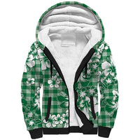 Hibiscus Pakala Emerald Green Sherpa Hoodie Tropical Floral Stylized - Polynesian Pride