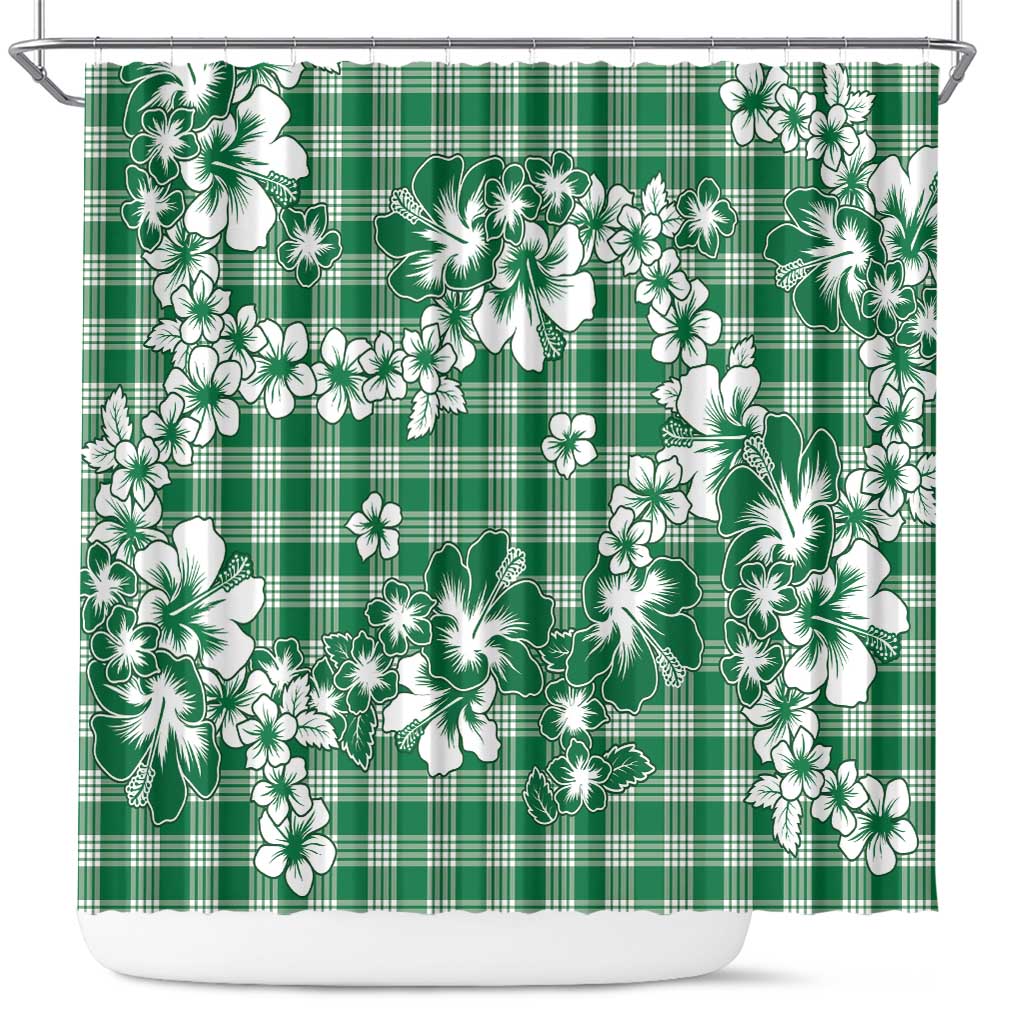 Hibiscus Pakala Emerald Green Shower Curtain Tropical Floral Stylized - Polynesian Pride