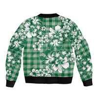 Hibiscus Pakala Emerald Green Sleeve Zip Bomber Jacket Tropical Floral Stylized - Polynesian Pride