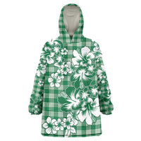 Hibiscus Pakala Emerald Green Wearable Blanket Hoodie Tropical Floral Stylized - Polynesian Pride