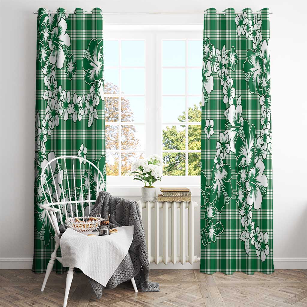 Hibiscus Pakala Emerald Green Window Curtain Tropical Floral Stylized - Polynesian Pride