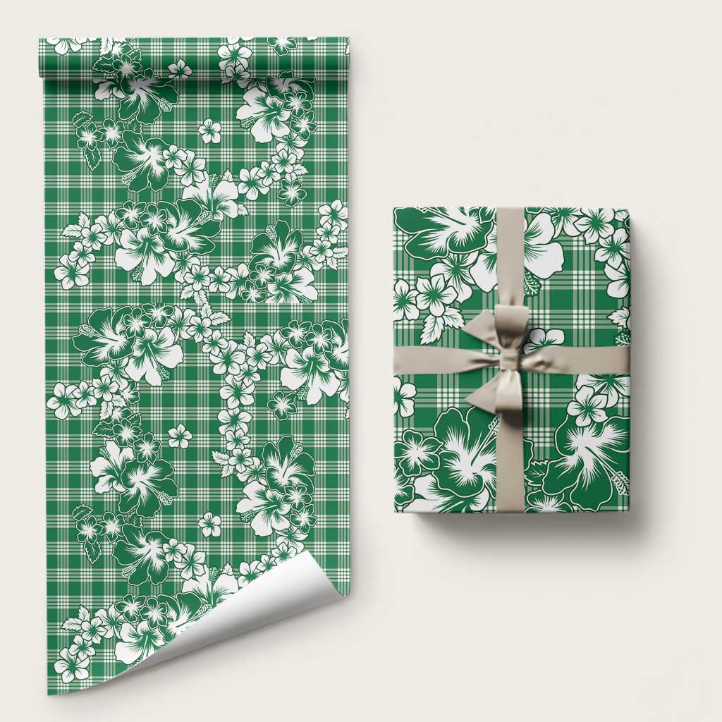 Hibiscus Pakala Emerald Green Wrapping Paper Tropical Floral Stylized - Polynesian Pride