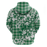 Hibiscus Pakala Emerald Green Zip Hoodie Tropical Floral Stylized - Polynesian Pride