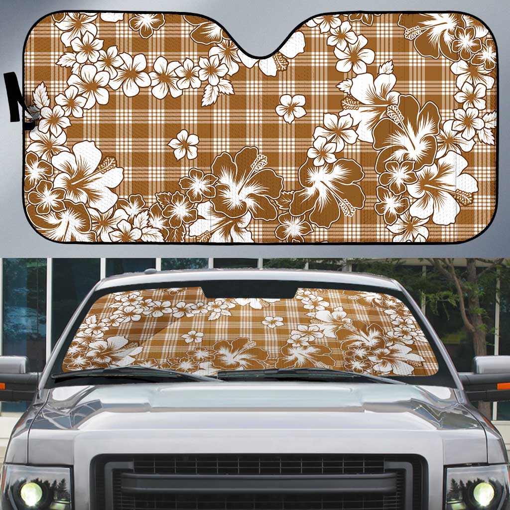Hibiscus Pakala Bronze Brown Auto Sun Shade Tropical Floral Stylized - Polynesian Pride