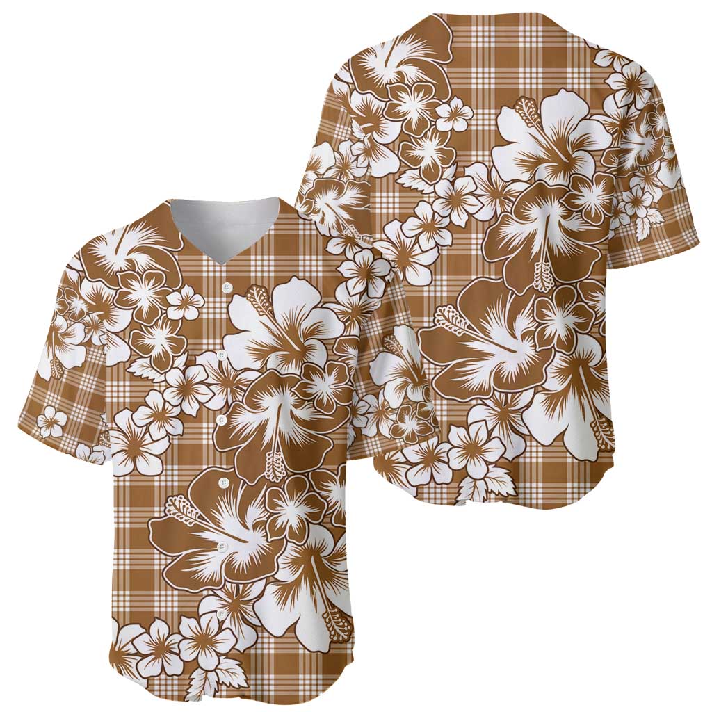 Hibiscus Pakala Bronze Brown Baseball Jersey Tropical Floral Stylized - Polynesian Pride