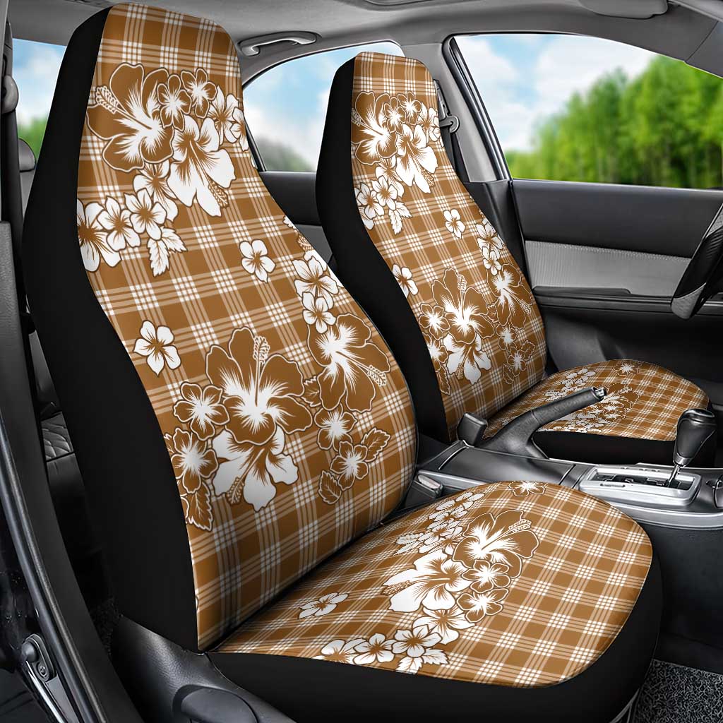 Hibiscus Pakala Bronze Brown Car Seat Cover Tropical Floral Stylized - Polynesian Pride