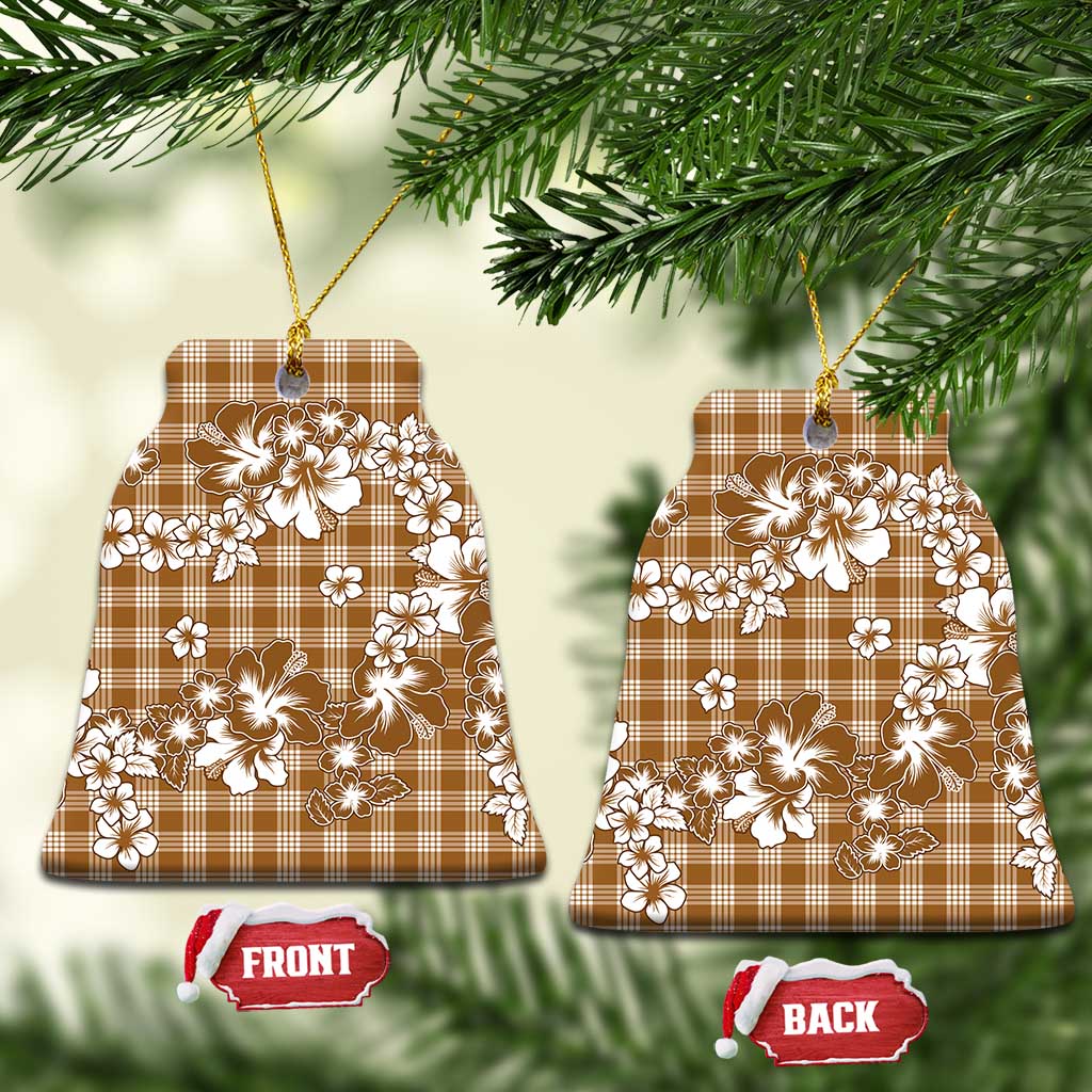 Hibiscus Pakala Bronze Brown Ceramic Ornament Tropical Floral Stylized - Polynesian Pride