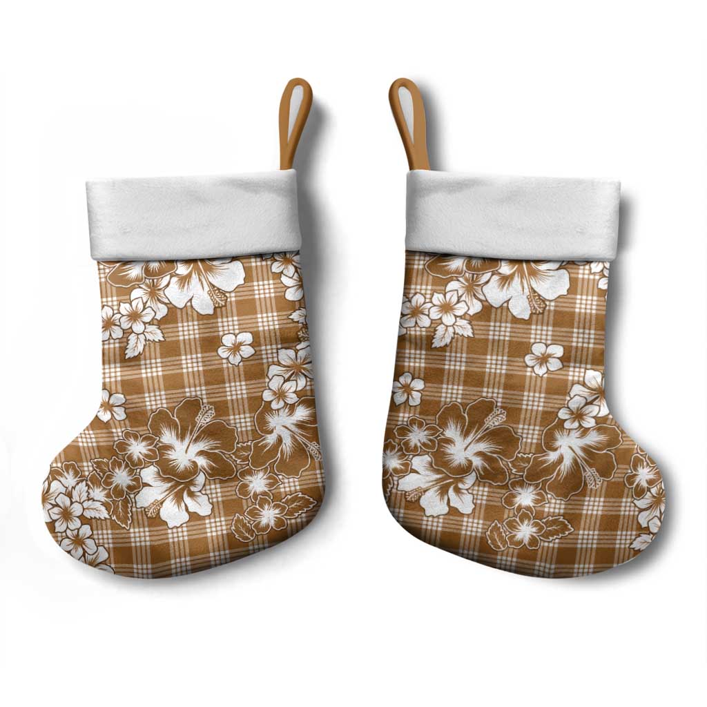 Hibiscus Pakala Bronze Brown Christmas Stocking Tropical Floral Stylized - Polynesian Pride