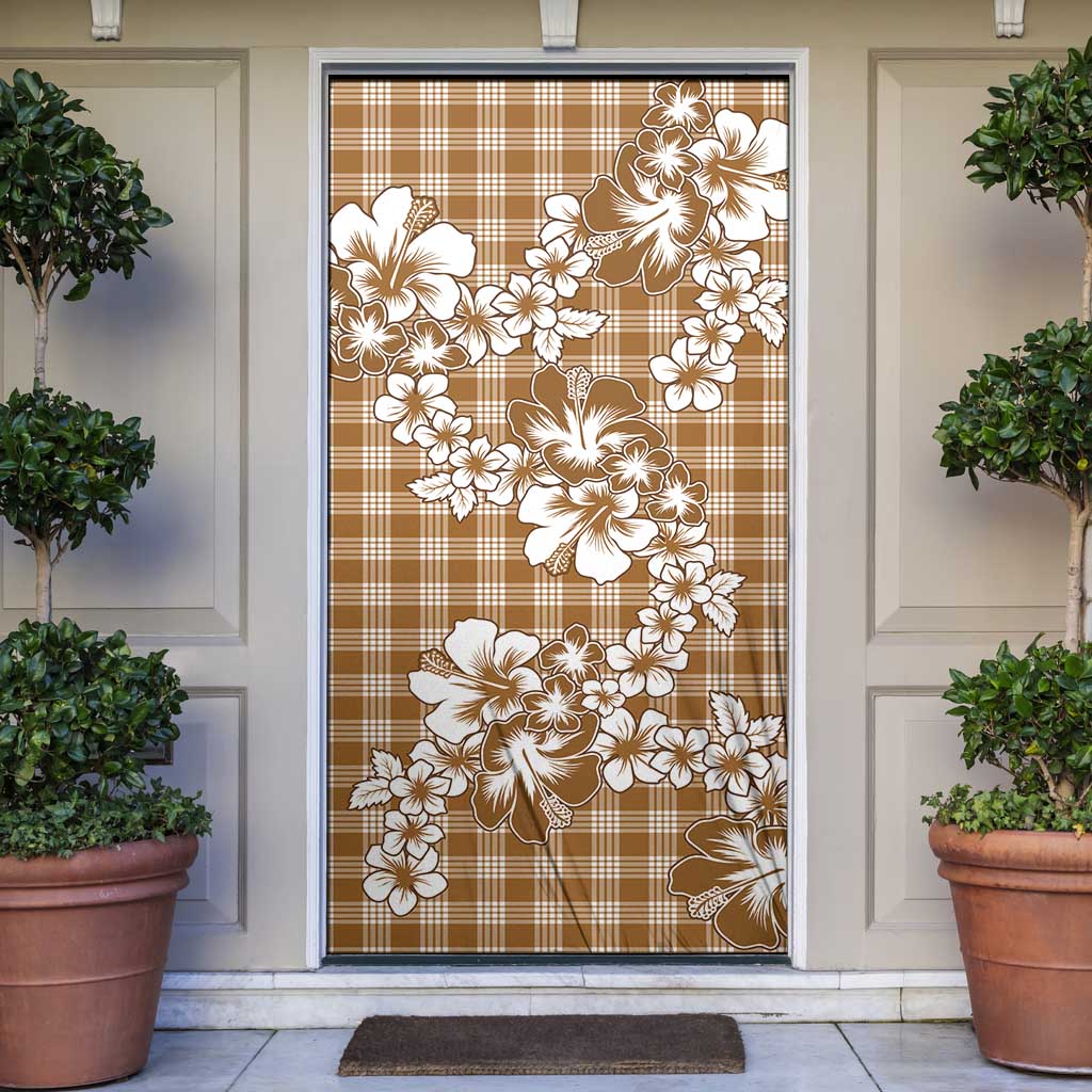 Hibiscus Pakala Bronze Brown Door Cover Tropical Floral Stylized - Polynesian Pride