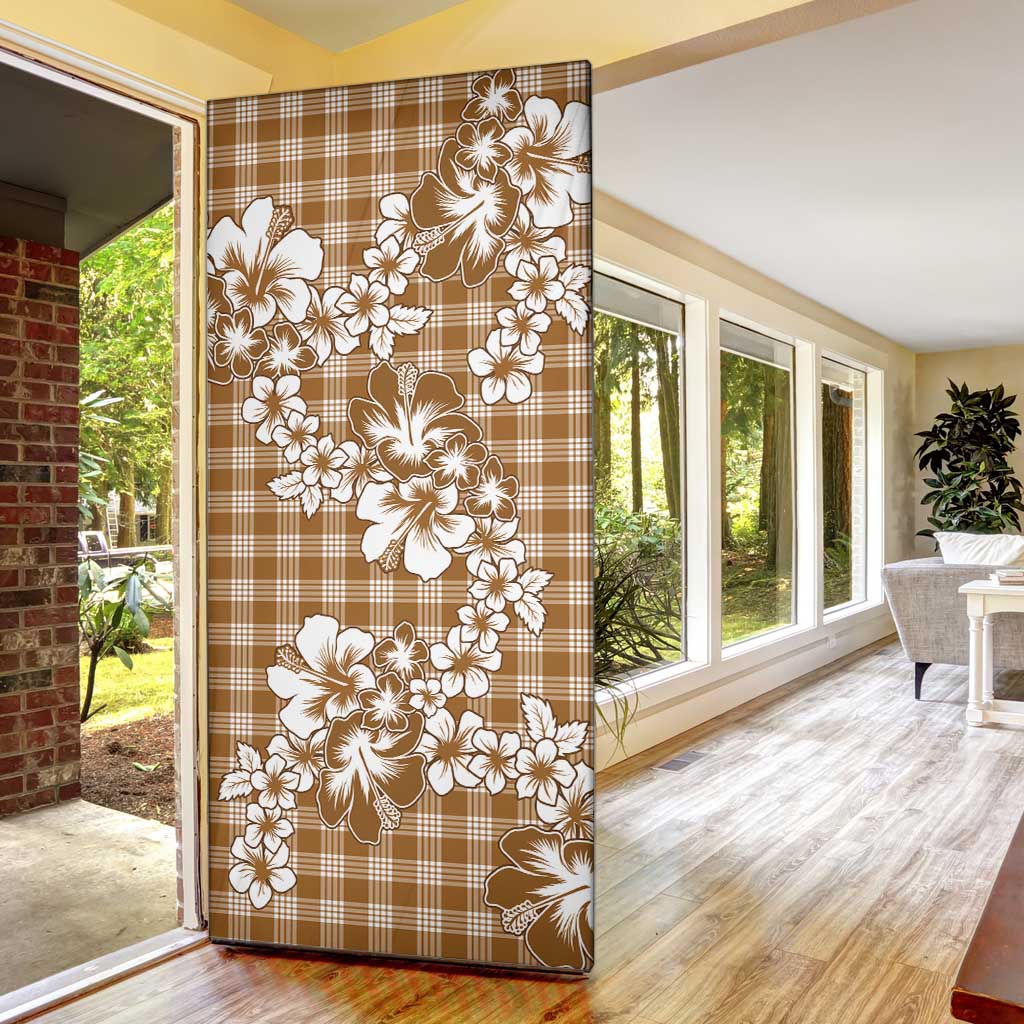 Hibiscus Pakala Bronze Brown Door Cover Tropical Floral Stylized - Polynesian Pride