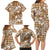 Hibiscus Pakala Bronze Brown Family Matching Long Sleeve Bodycon Dress and Hawaiian Shirt Tropical Floral Stylized - Polynesian Pride