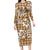 Hibiscus Pakala Bronze Brown Family Matching Long Sleeve Bodycon Dress and Hawaiian Shirt Tropical Floral Stylized - Polynesian Pride