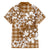 Hibiscus Pakala Bronze Brown Family Matching Off Shoulder Maxi Dress and Hawaiian Shirt Tropical Floral Stylized - Polynesian Pride