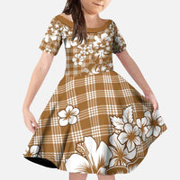 Hibiscus Pakala Bronze Brown Family Matching Tank Maxi Dress and Hawaiian Shirt Tropical Floral Stylized - Polynesian Pride