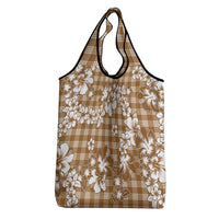 Hibiscus Pakala Bronze Brown Grocery Bag Tropical Floral Stylized - Polynesian Pride