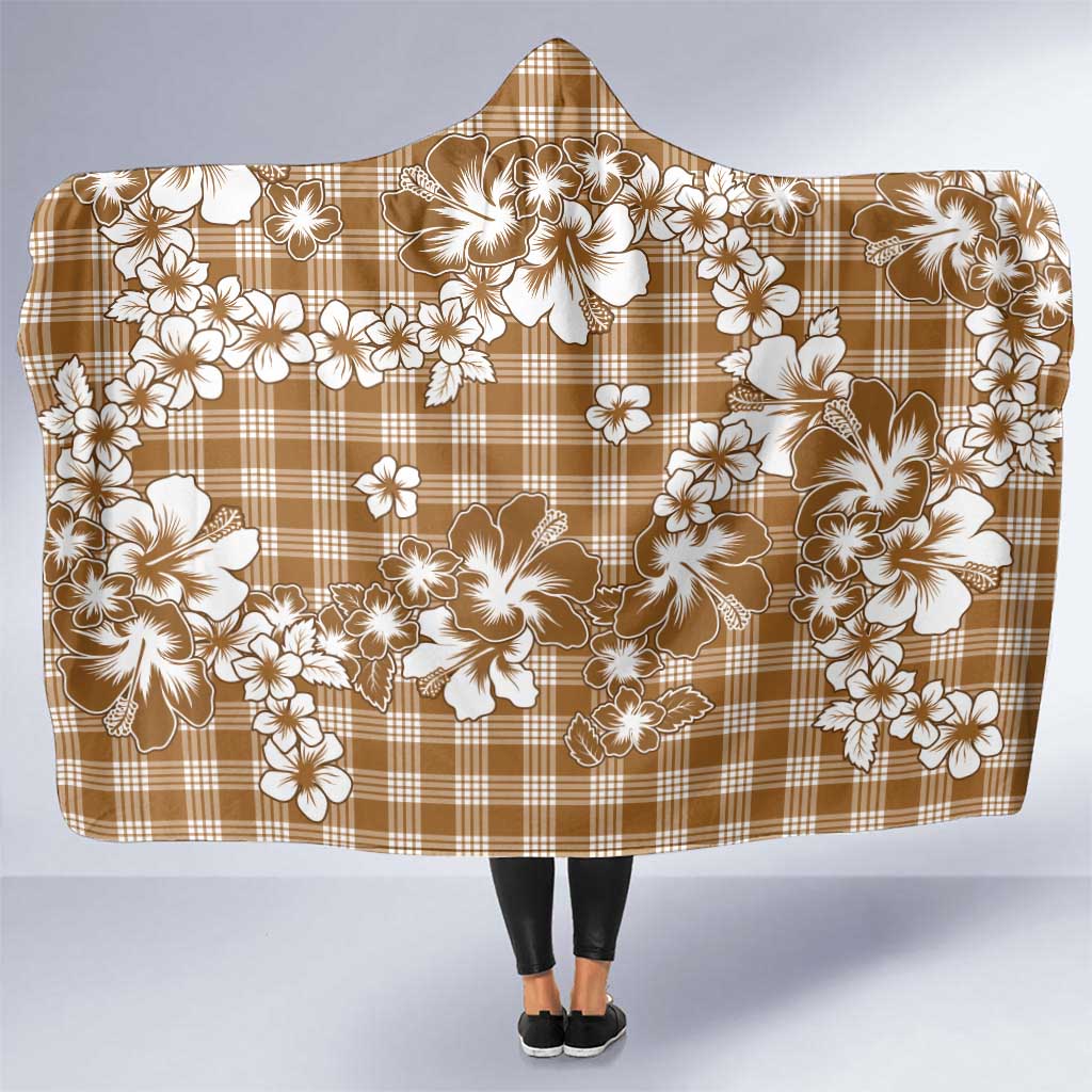 Hibiscus Pakala Bronze Brown Hooded Blanket Tropical Floral Stylized - Polynesian Pride