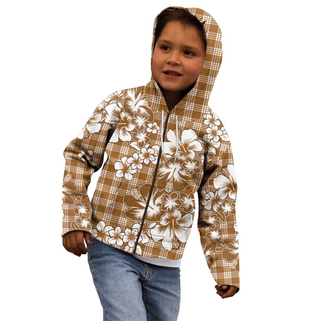 Hibiscus Pakala Bronze Brown Kid Hoodie Tropical Floral Stylized - Polynesian Pride