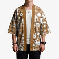 Hibiscus Pakala Bronze Brown Kimono Tropical Floral Stylized - Polynesian Pride